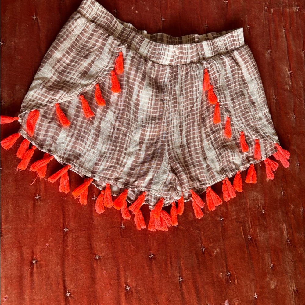 Women’s Tassel Hem,Tie-dyed, Fully-Lined Shorts -